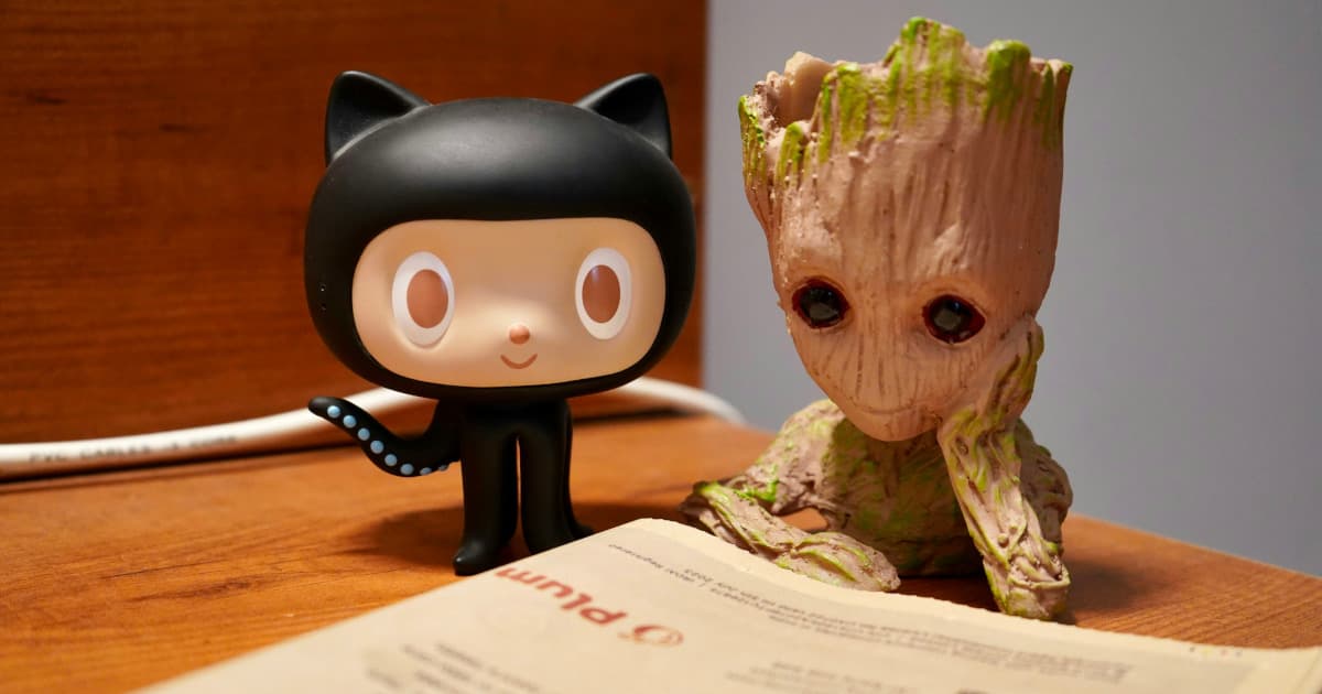 Mona the Octocat and Groot (Marvel Cinematic Universe) Characters Reading a Newspaper